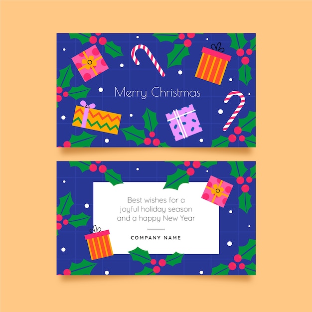 Vector flat business christmas cards set