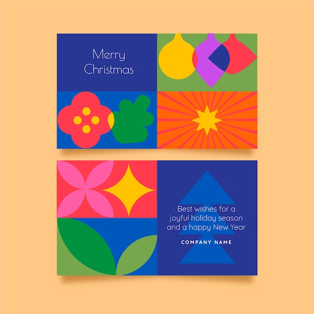 Vector flat business christmas cards template