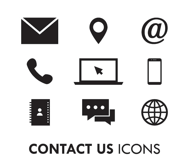 Flat Business Contact Web Vector Icon Set