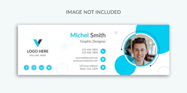 플랫 비즈니스 이메일 서명 또는 이메일 바닥글 템플릿 디자인