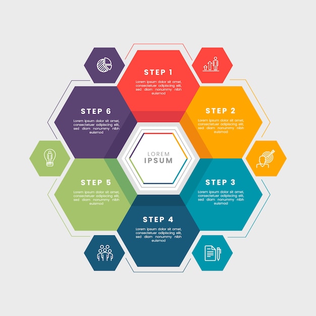 Flat business infographic steps