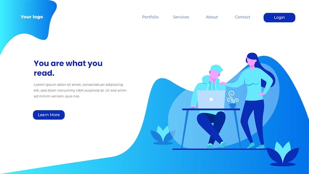 Vector flat business landing page template 2