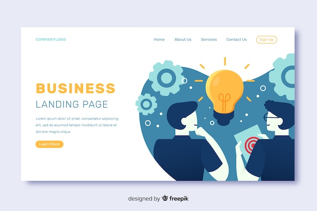 Flat business landing page template