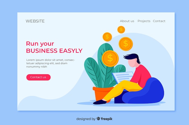Vector flat business landing page template