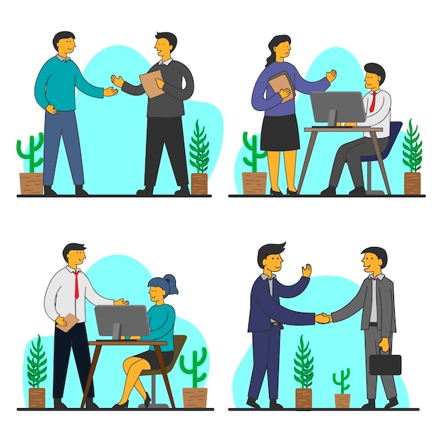 Vector flat business people collection