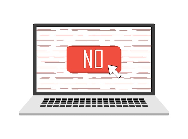 Плоская кнопка с красным без ноутбука на белом фоне отличный дизайн для любых целей Значок галочки векторный дизайн