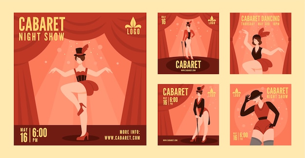 Vector flat cabaret instagram posts collectie