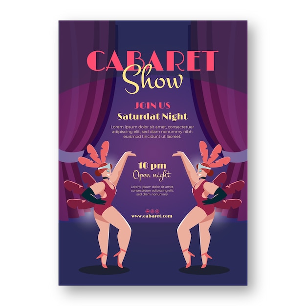 Flat cabaret vertical poster template