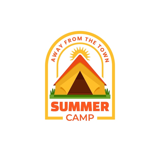 Flat camp logo template for summertime