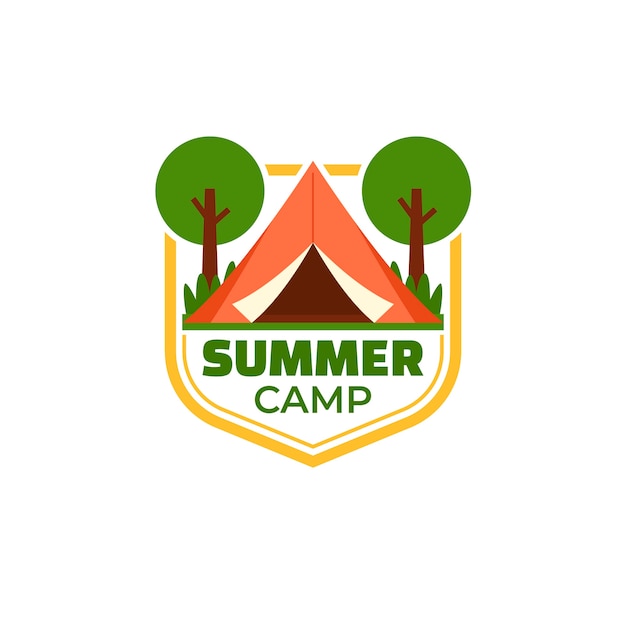 Vector flat camp logo template for summertime