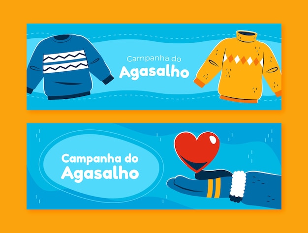 Pacchetto banner orizzontale piatto campanha do agasalho