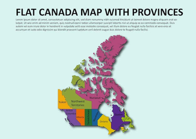 Mappa del canada piatta con i distretti