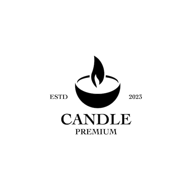 Векторная иллюстрация дизайна логотипа плоской свечи