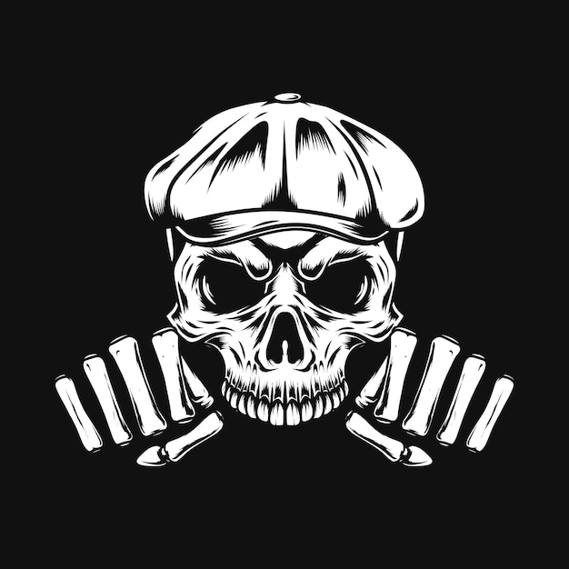 Vector flat cap skull punch vector illustration for print