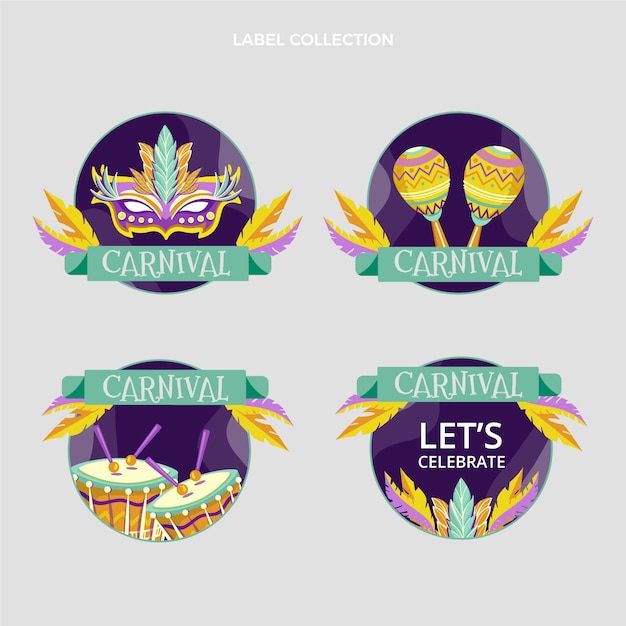 Flat carnival badges collection