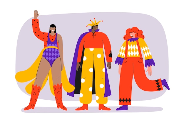 Vector flat carnival costumes collection