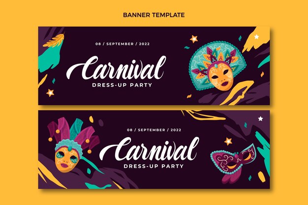 Flat carnival horizontal banners set