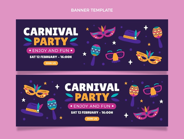 Vector flat carnival horizontal banners set