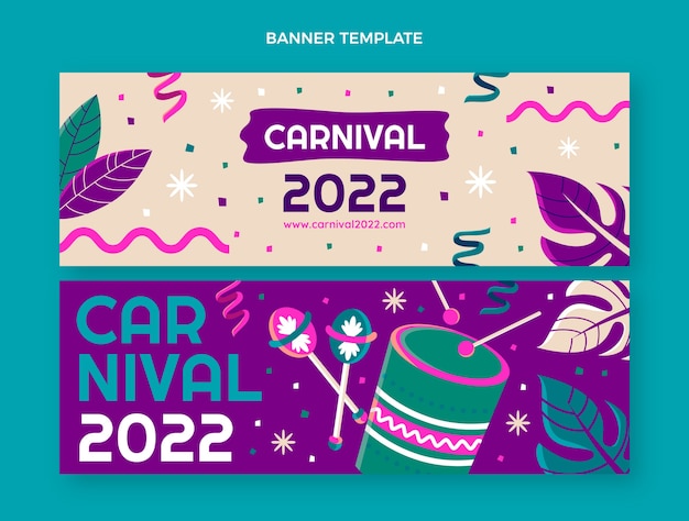 Vector flat carnival horizontal banners set