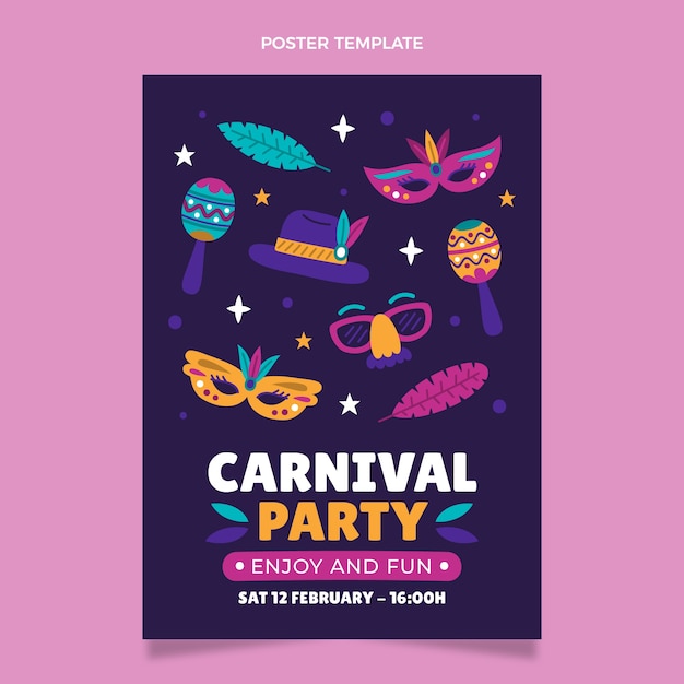 Vector flat carnival vertical poster template