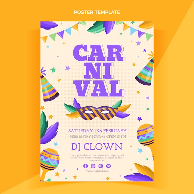 Flat carnival vertical poster template