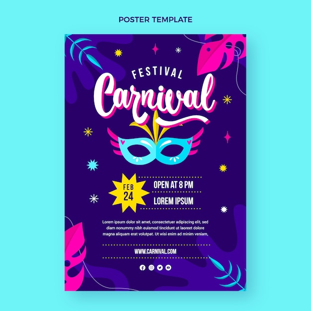 Vector flat carnival vertical poster template