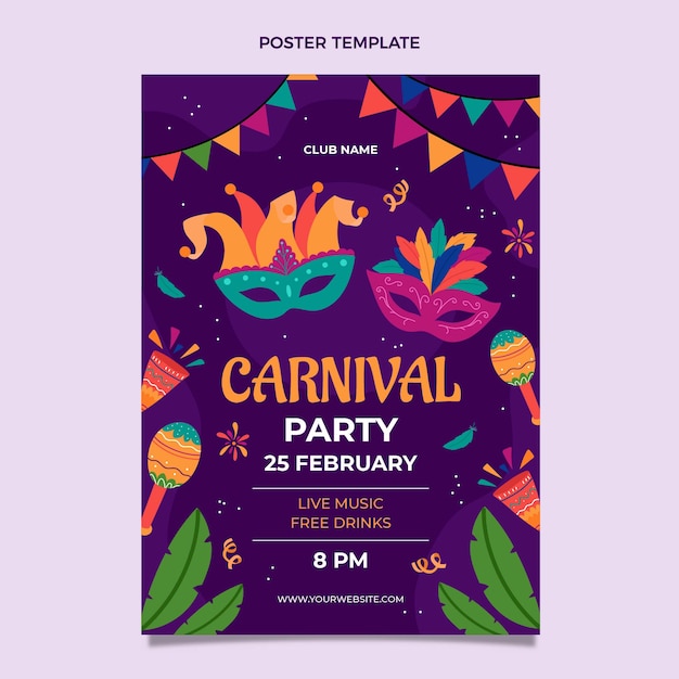 Flat carnival vertical poster template