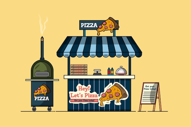 Flat carton style outdoor pizza kiosk