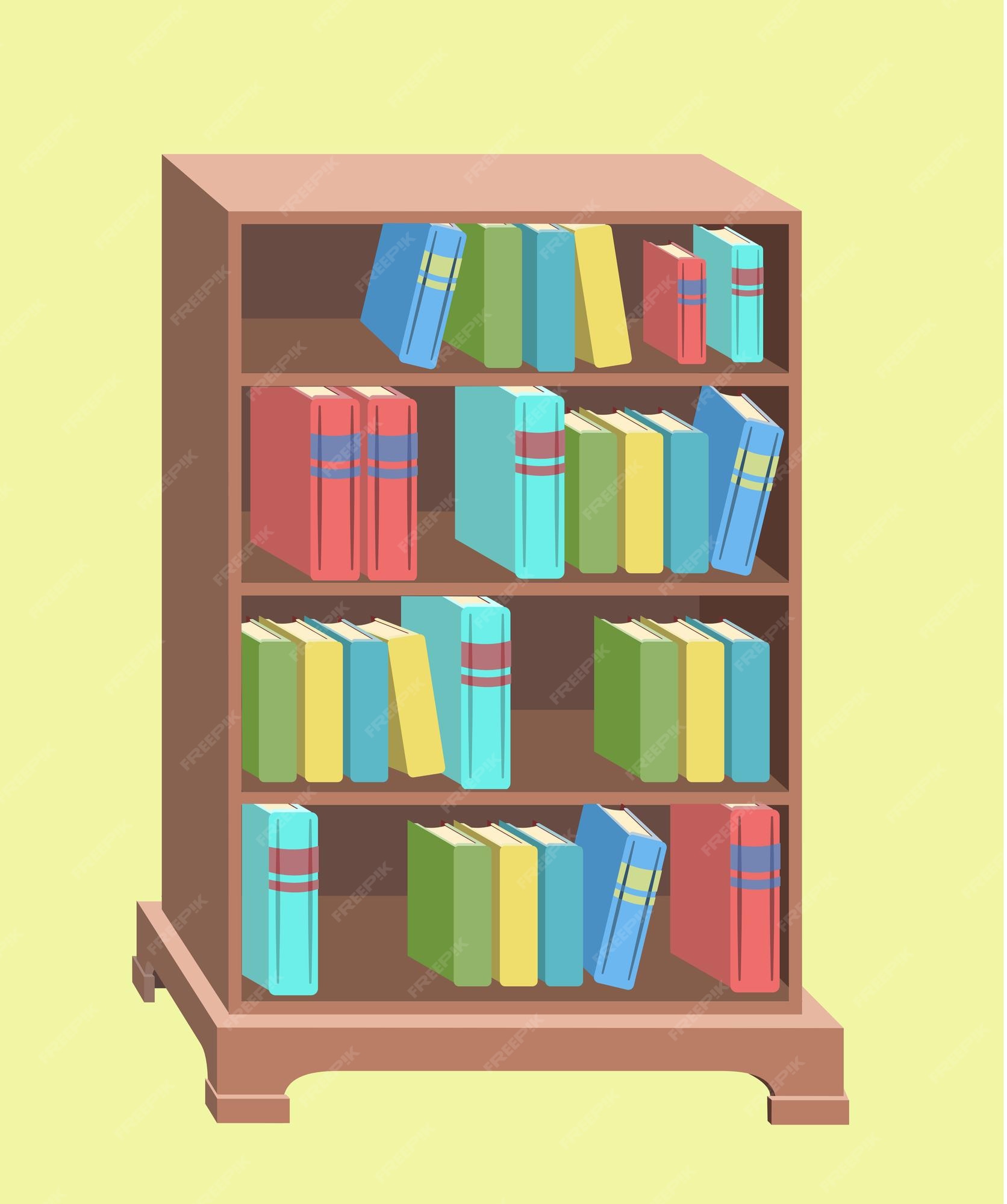 Premium Vector | Flat cartoon bookcase vector illustration