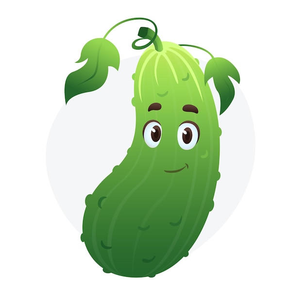 Vector flat cartoon cucumber character funny vegetable mascot on isolated white background