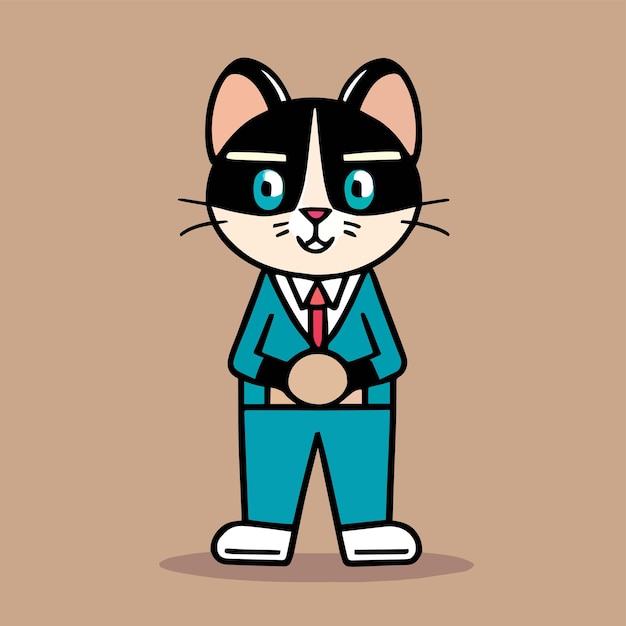 Flat cartoon design cute mascot for a cat with a school uniform