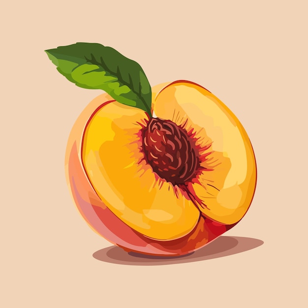 Flat Cartoon Half Cut Peach Hand Drawn Fruit Illustration