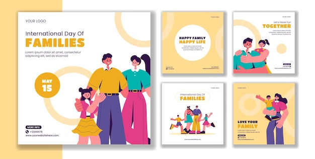 Flat Cartoon Hand Drawn Template for International Day of Families Social Media Post