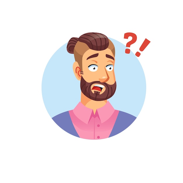 Flat cartoon hipster man avatar charactersocial media vector illustration concept