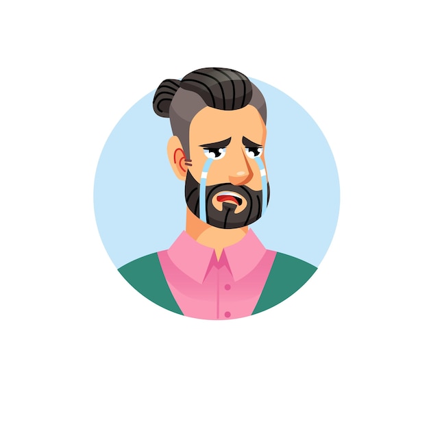 Vector flat cartoon hipster man avatar charactersocial media vector illustration concept