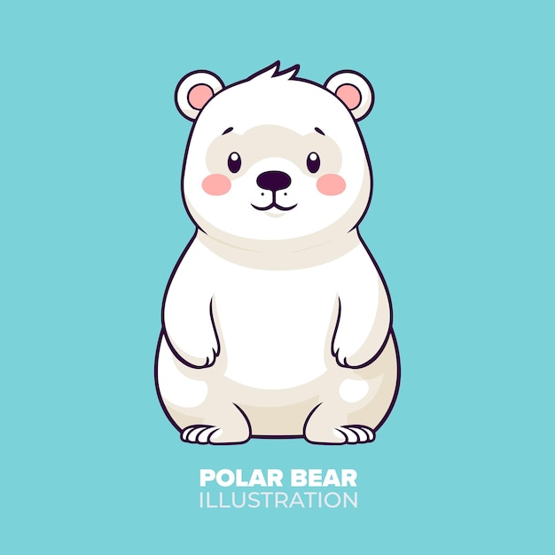 Flat Cartoon Icon van een Charming Polar Bear NatureInspired Vector Illustration