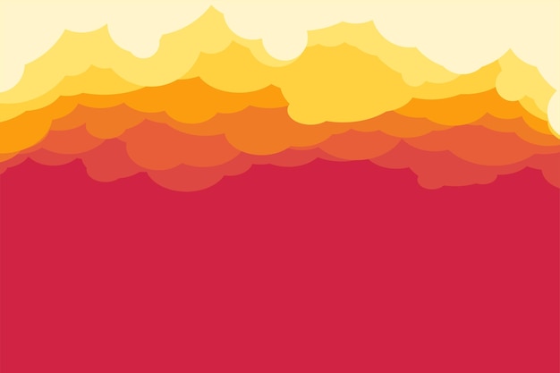 A flat cartoon orange clouds on red