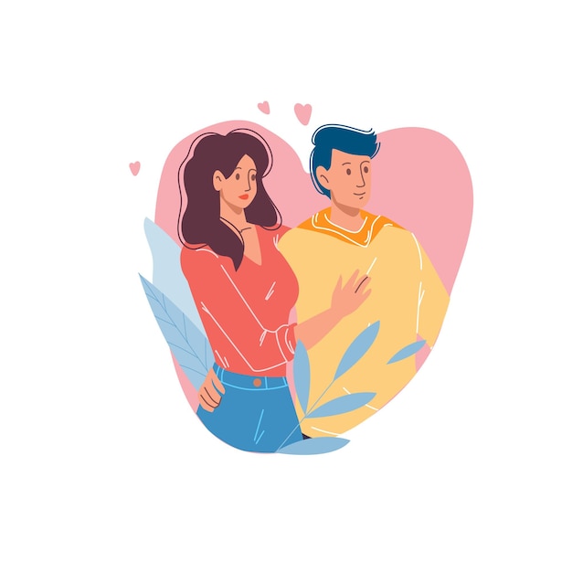 Flat cartoon style of lovers enjoying quality time together