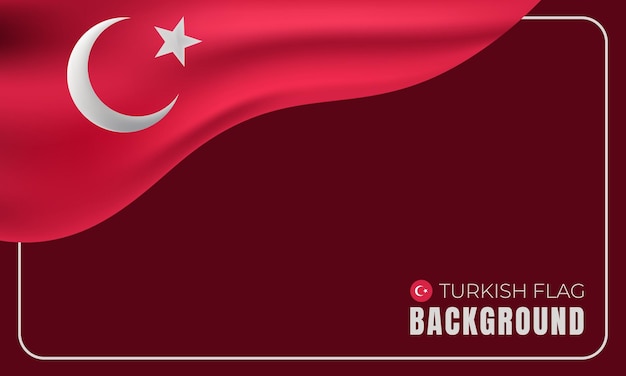 Плоский мультяшный турецкий флаг развевается на фоне. Подходит для дизайна различных национальных знаменитостей