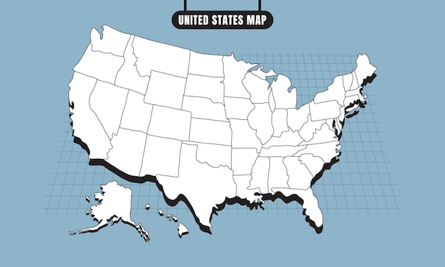 Flat Cartoon United States Map