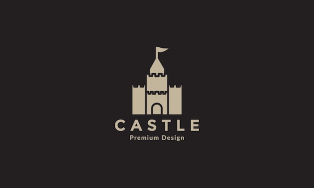 Castello piatto vecchio con il disegno dell'illustrazione dell'icona di vettore del simbolo del logo della torre