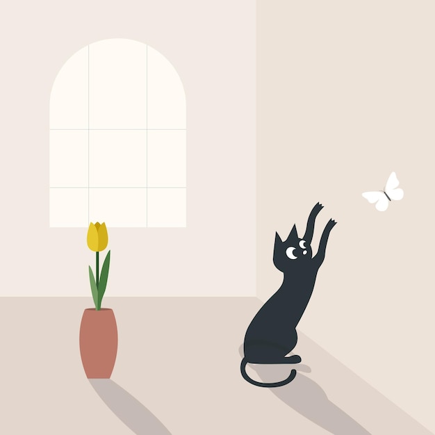 Flat Cat Illustrations Design Template
