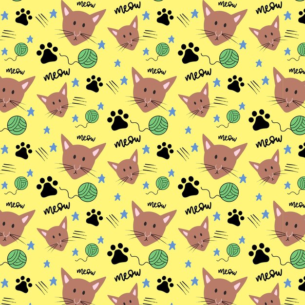 Vector flat cat pattern