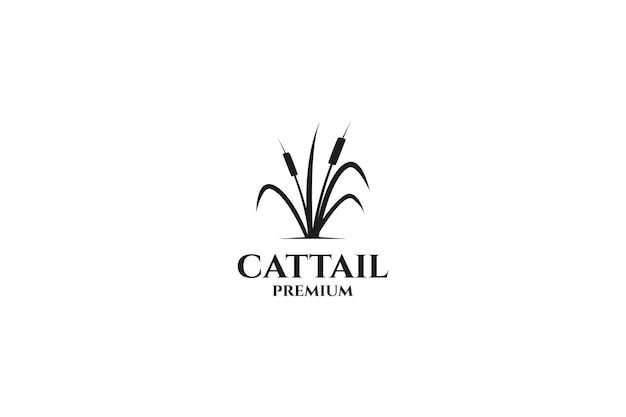 Flat cattail grass logo design vector illustration idea