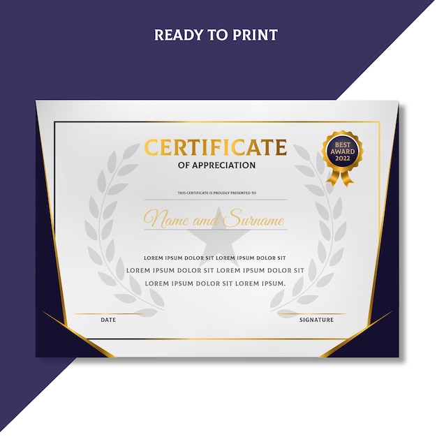 Vector flat certificate template free vector