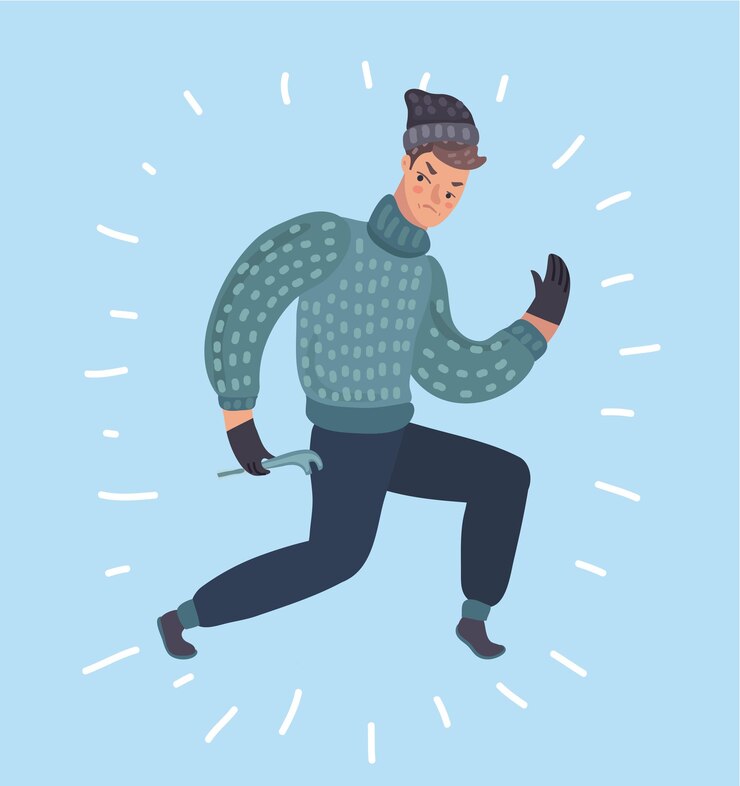 Vector flat character  burglar criminal thief or robber