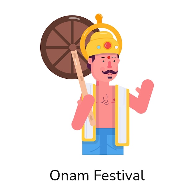 A flat character icon of onam festival costume