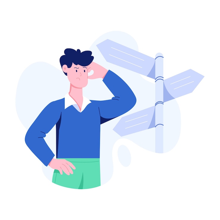 Vector 의사 결정의 평평한 캐릭터 일러스트레이션