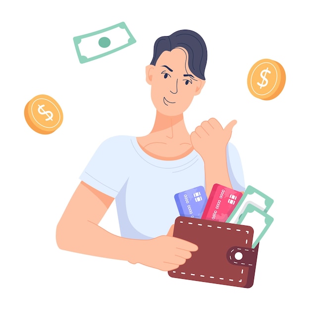 Flat character illustration of money wallet