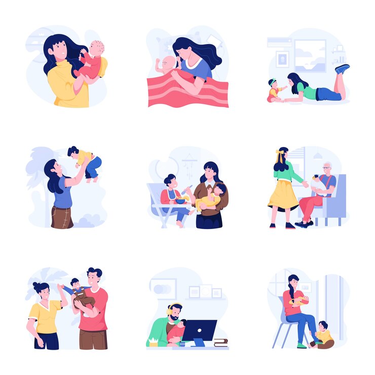 Vector a flat character illustration of newborn parents